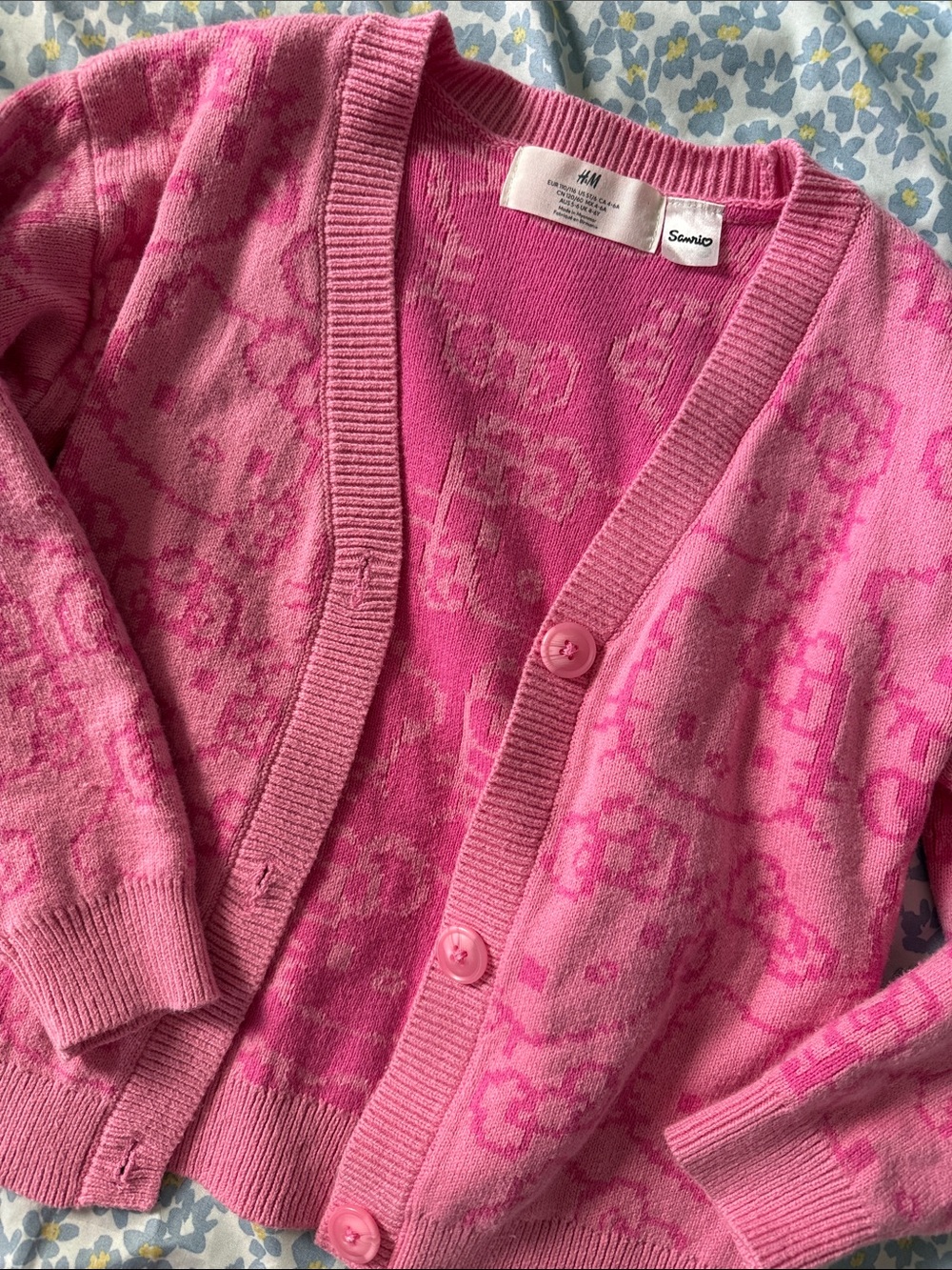 H&M Pink Patterned Knit Cardigan